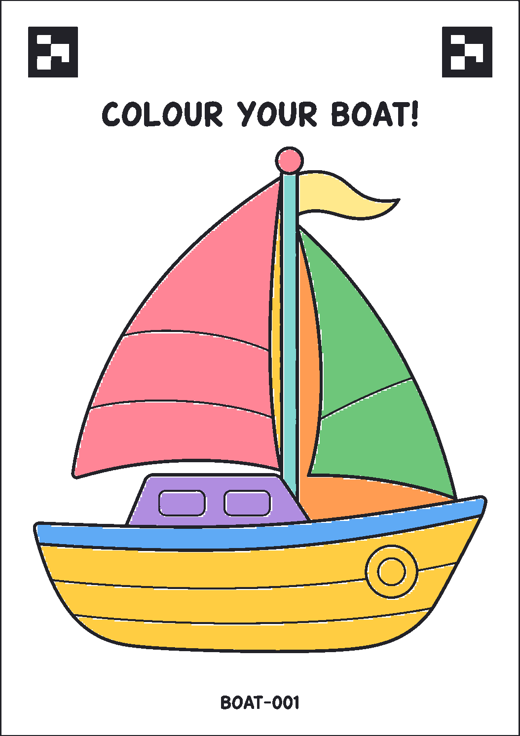 A coloured DraWorld boat sheet