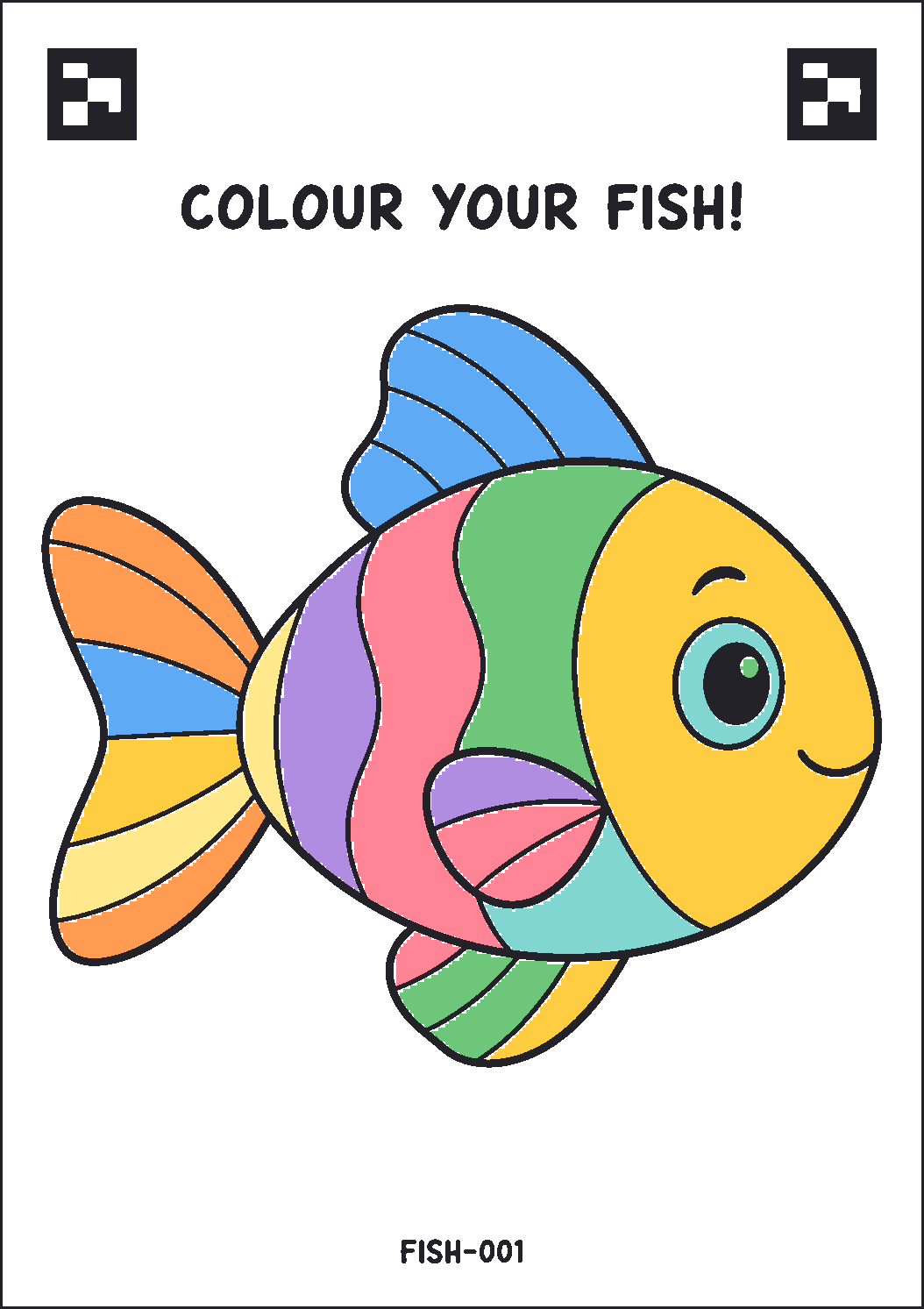 A coloured DraWorld fish sheet