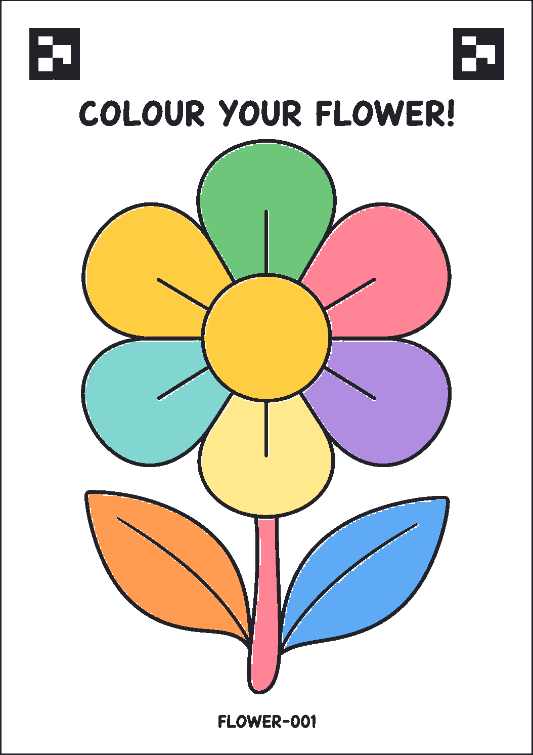 A coloured DraWorld flower sheet