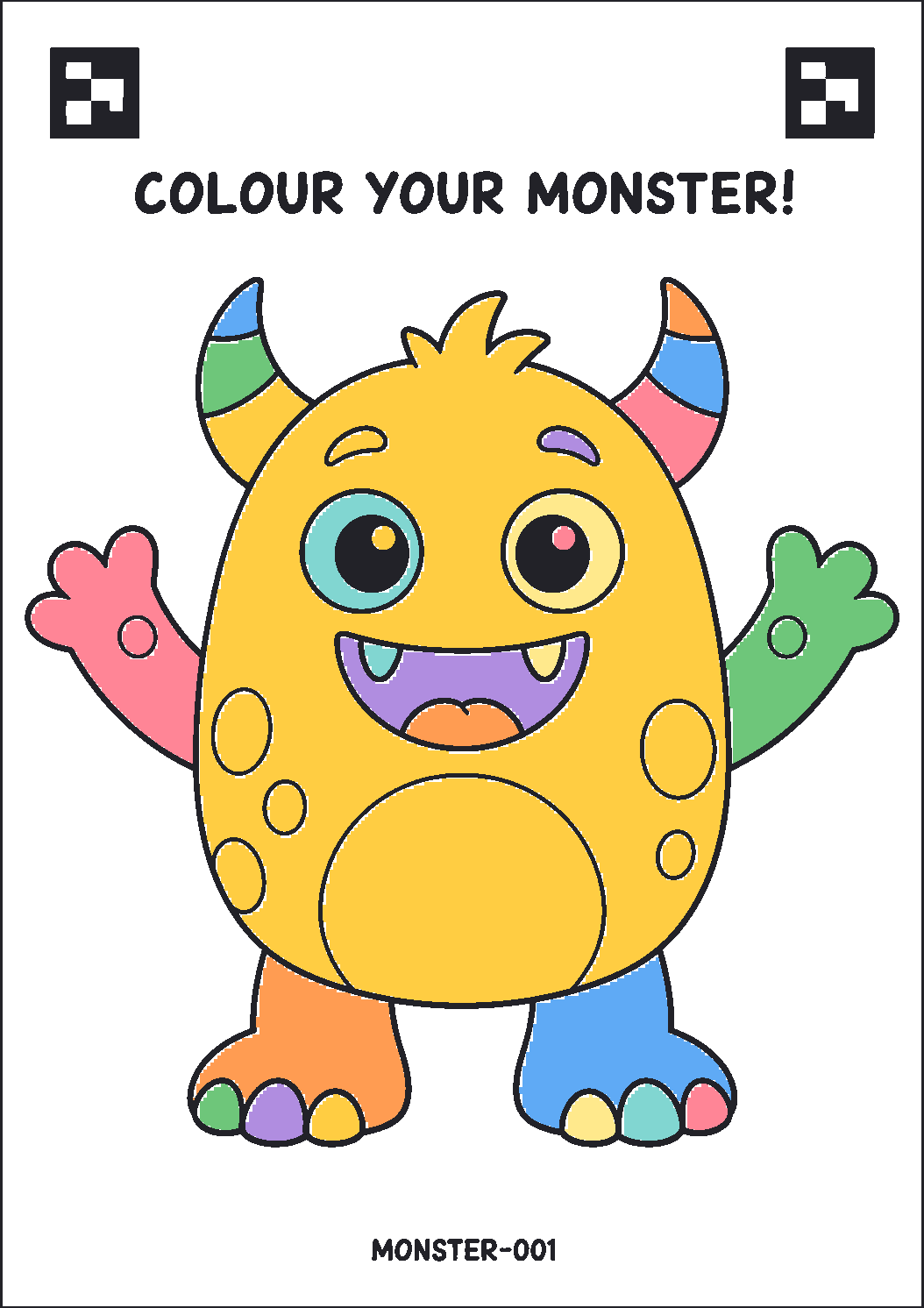 A coloured DraWorld monster sheet