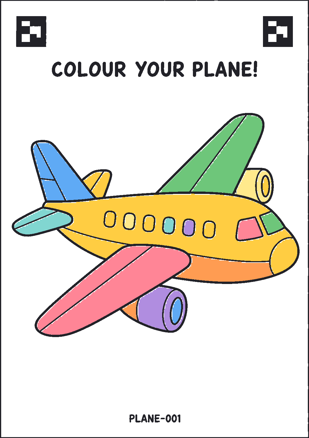 A coloured DraWorld plane sheet